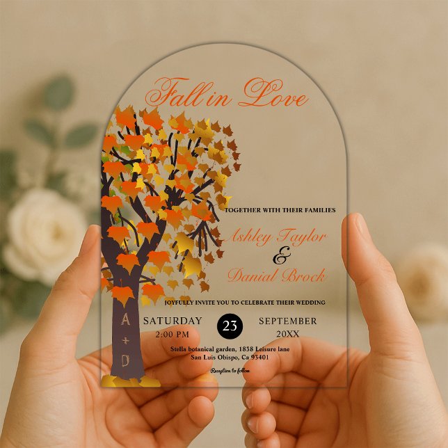 Invitations En Acrylique Élégante chute en amour arbre sculpté Romantique M (Créateur téléchargé)