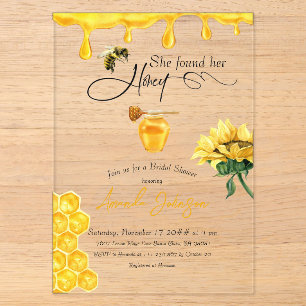 Invitations En Acrylique Élégante Elle A Trouvé Sa Fête des mariées Miel Ab