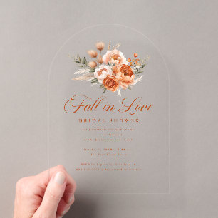 Invitations En Acrylique Élégante Fête de Mariage d'Automne Amour