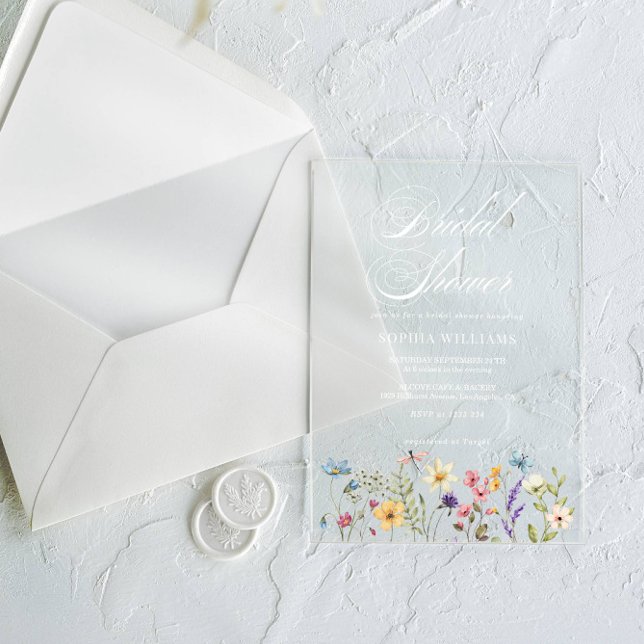 Invitations En Acrylique Élégante Fête des mariées de jardin d'été Fleur sa (Créateur téléchargé)