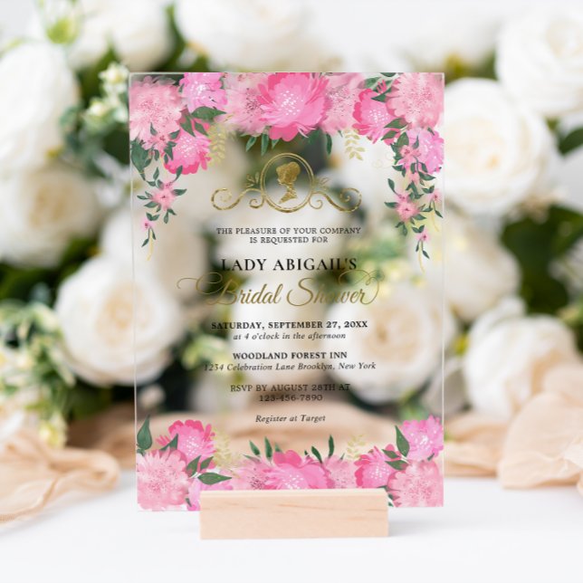 Invitations En Acrylique Élégante Fête des mariées victorienne rose pâle (Créateur téléchargé)