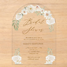 Élégante ivoire floral nuptiale acrylique invitati