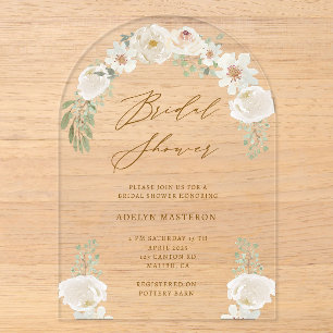 Invitations En Acrylique Élégante ivoire floral nuptiale acrylique invitati
