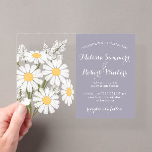 Invitations En Acrylique Élégante Mariage de marguerites blanches Bouquet L