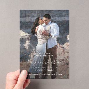 Invitations En Acrylique Élégante Photo Moderne Mariage Enregistrer la Date