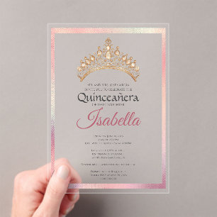 Invitations En Acrylique Elégante Quinceanera 15e Anniversaire