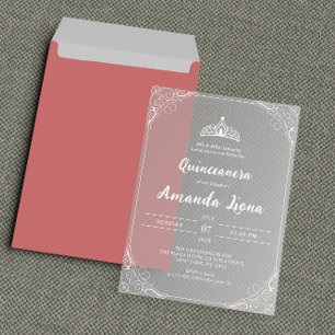 Invitations En Acrylique Élégante Quinceañera en acrylique transparent