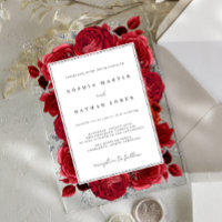 Élégante Rose Rouge Et Argent Clair Mariage