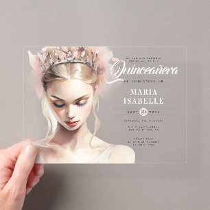 Invitations En Acrylique Élégante Soirée Anniversaire Chic Blush Rose Quinc