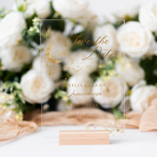 Invitations En Acrylique Elégante Une nuit sous les étoiles Quinceañera