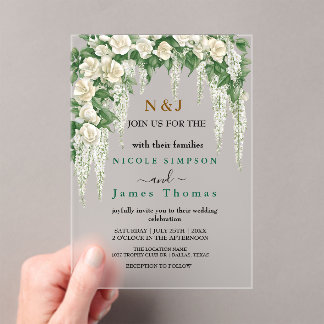 Invitations En Acrylique Elégante verdure Eucalyptus Feuille Mariage