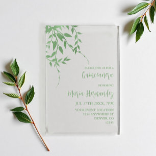 Invitations En Acrylique Elégante verdure Quinceañera