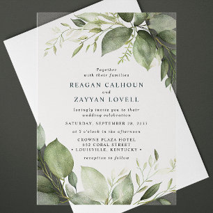 Invitations En Acrylique Élégantes feuilles d'eucalyptus Mariage Moderne