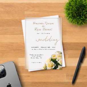 Invitations En Acrylique Élégantes Roses Jaunes Fleur Floral Mariage