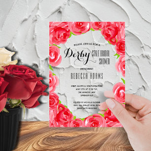 Invitations En Acrylique Elegantes Roses Rouges Derby Fête de Mariage