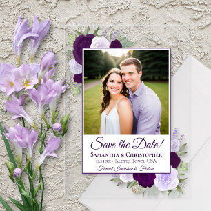 Invitations En Acrylique Élégantes Roses Violettes Mariage Sauvegarder la D