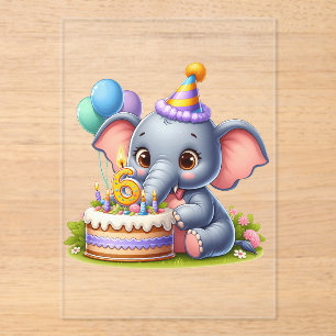 Invitations En Acrylique Éléphant Mignon 6ème Anniversaire