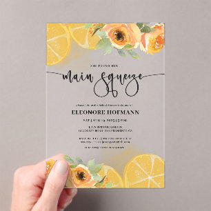 Invitations En Acrylique Elle a trouvé Main Squeeze nuptiale douche Invitat