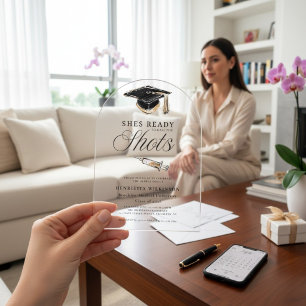 Invitations En Acrylique Elle est prête à prendre les choses en main Gradua