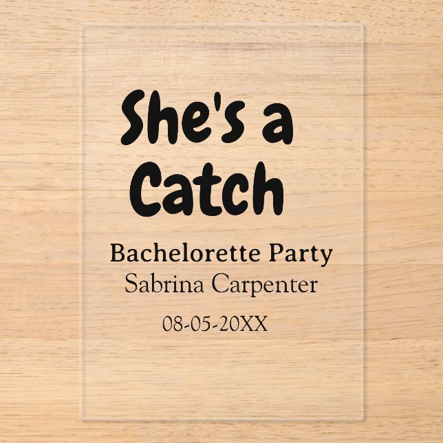 Invitations En Acrylique Elle est un nom de fête de bachelorette date simpl (Recto)
