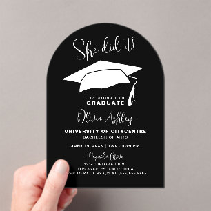 Invitations En Acrylique Elle L'A Fait Élégant Diplôme
