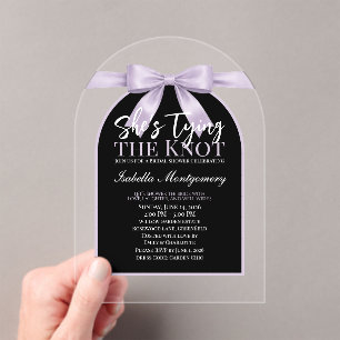 Invitations En Acrylique Elle Noue le Nœud Palette Lavande Arc