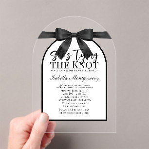 Invitations En Acrylique Elle noue le nœud Palette noire Ruban