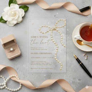 Invitations En Acrylique Elle Noue le Nœud Pearl Bow Enterrement de Vie de