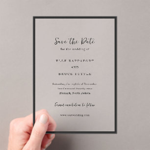 Invitations En Acrylique Elle Simple mariage moderne Enregistrer la date