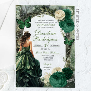 Invitations En Acrylique Emerald Green Whimsical Forest Quinceanera