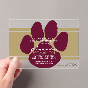Invitations En Acrylique Empreinte d'or de bronze et de bordeaux unique