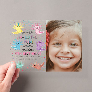 Invitations En Acrylique Enfants Axolotl Photo de Salamandre Mignonne Anniv