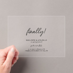 Invitations En Acrylique Enfin Économiser la Date de Mariage Minimaliste de