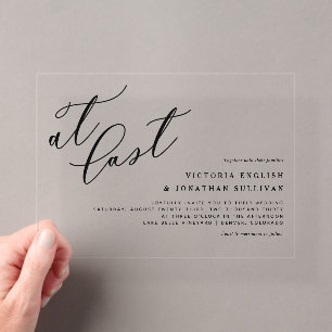 Invitations En Acrylique Enfin mariage de calligraphie moderne noire