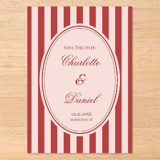 Invitations En Acrylique Enregistrer la bande de date personnalisée chartre