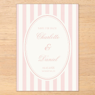 Invitations En Acrylique Enregistrer la bande personnalisée rose pastel