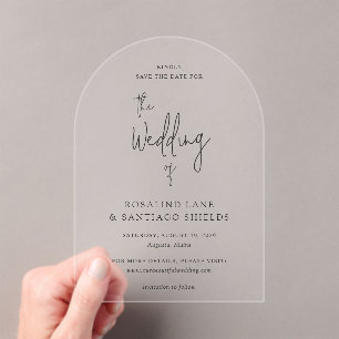 Invitations En Acrylique Enregistrer la date de mariage moderne classique