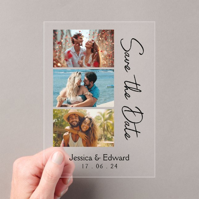 Invitations En Acrylique Enregistrer La Date PhotoBooth Qr Code Black White (In situ (ordinateur de poche))