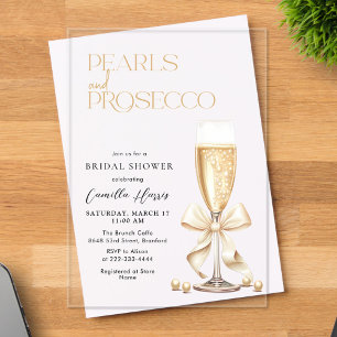 Invitations En Acrylique Enterrement de vie de jeune fille Perles & Prosecc