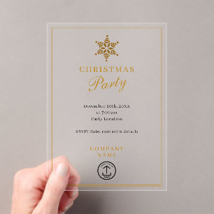 Invitations En Acrylique Entreprise moderne Noël Party Or