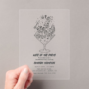 Invitations En Acrylique Épouse Minimaliste Doodle de la Fête Enterrement d