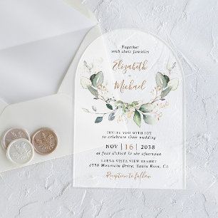 Invitations En Acrylique Eucalyptus Aquarelle Mariage Arche givrée