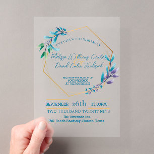 Invitations En Acrylique Eucalyptus géométrique Mariage de verdure botaniqu
