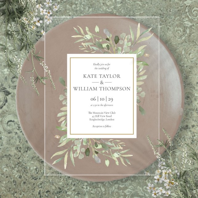 Invitations En Acrylique Eucalyptus Mariage d'aquarelle botanique (Eucalyptus Greenery Botanical Watercolor Wedding Acrylic Invitations)