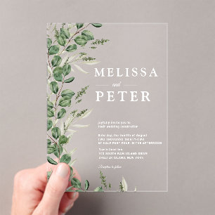 Invitations En Acrylique Eucalyptus Mariage rustique