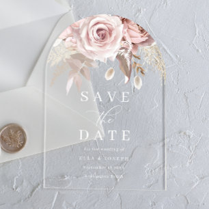Invitations En Acrylique Événement de mariage floral Divine Blush Save The 