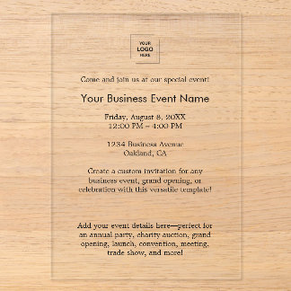 Invitations En Acrylique Événement d'entreprise | Entreprise professionnell