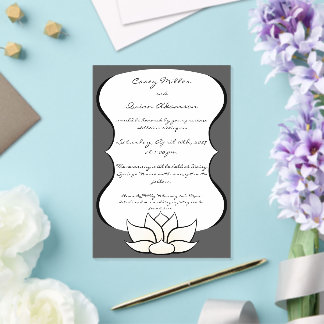 Invitations En Acrylique Exquis Lotus en Étain et Mariage Blanc