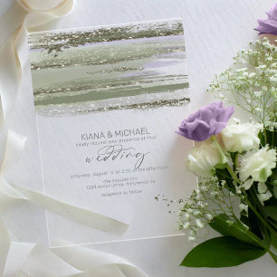 Invitations En Acrylique Faire des traits de peinture de mariage V3 ID886