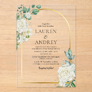 Invitations En Acrylique Faire Mariage Cadre Doré 